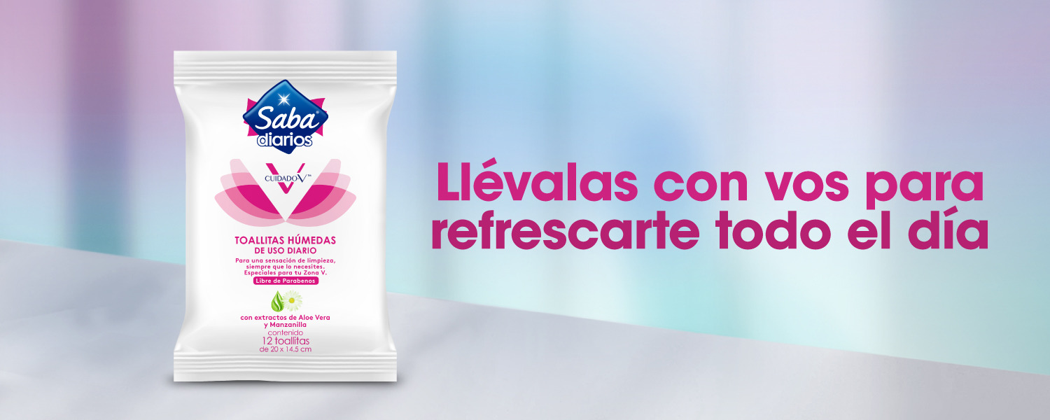 imagen de las toallitas húmedas Saba sobre un fondo celeste - Saba
